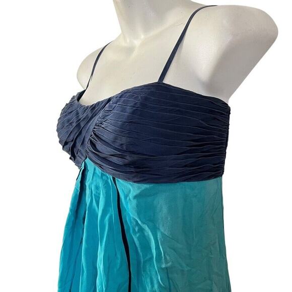 Decode 1.8 Womens Blue 100% Silk Print Sleeveless Empire Waist Dress sz 8w - Picture 12 of 16